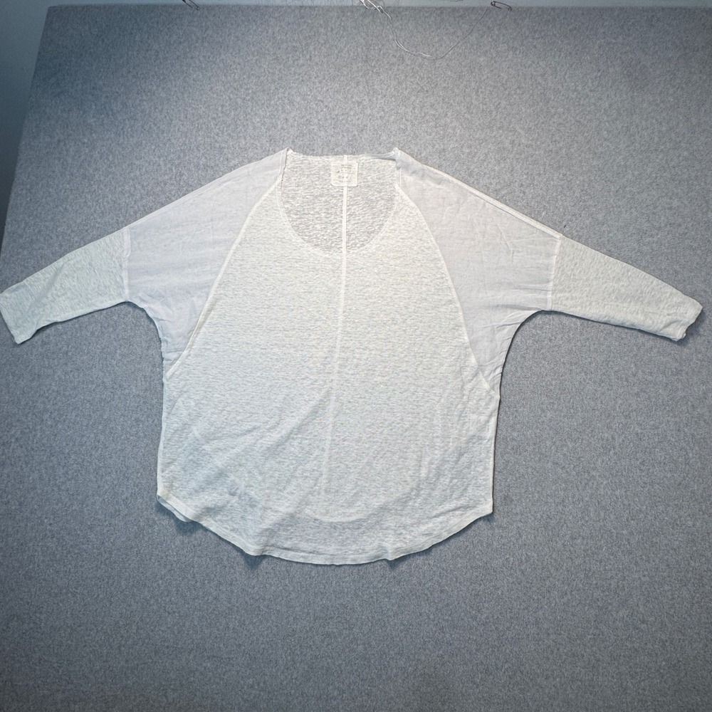 Brochu Walker Batwing Top White Linen Silk Panels Clean Girl Mixed Media PXS